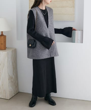DISCOAT(ディスコート) 【WEB限定】ベスト付リブニットセットアップ