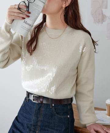 リブスパンコール使いプルオーバー《WEB限定カラーあり》