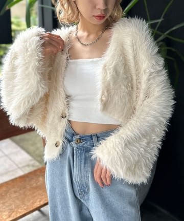 OUTLET(アウトレット) 【Ciaopanic】【リバーシブル】ファンシーシャギーニットカーディガン