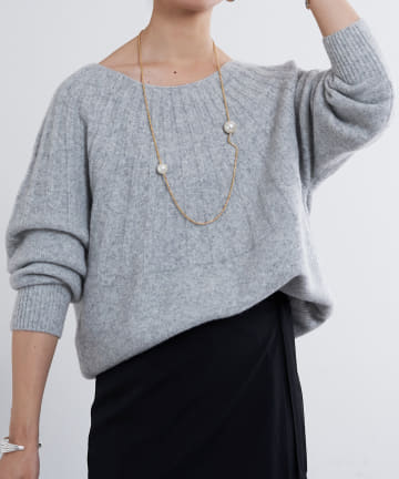 OUTLET(アウトレット) 【SHENERY】オフショルダーチュニックニット