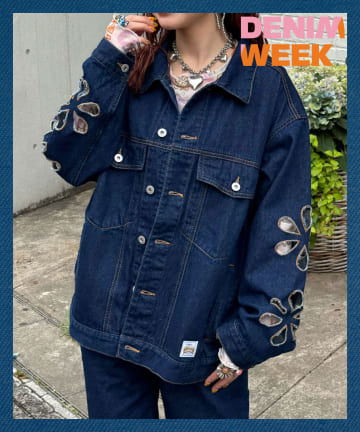 CIAOPANIC(チャオパニック) 【9/1(日)～9/16(月)DENIM WEEK対象商品】【HELLO.SANFRANCISCO/ハローサンフランシスコ】フラワーカットアウトデニムジャケット