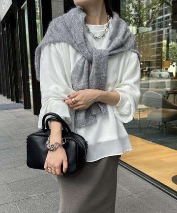 【WEB限定】裏毛×シフォンレイヤードプルオーバー