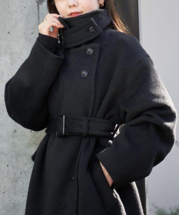 OUTLET(アウトレット) 【Chico】シャギースタンドミドル丈オーバーコート