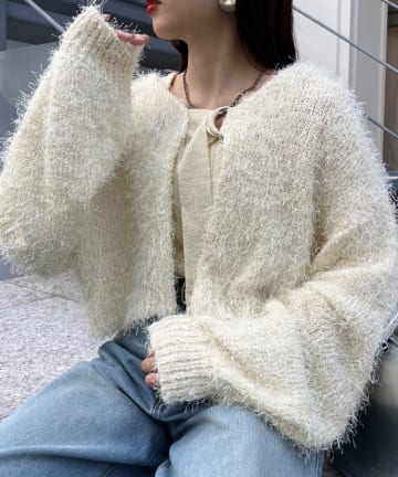 【WEB限定】ニットタンク付きフェザーカーディガン