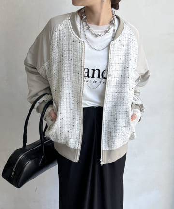 【WEB限定】MA-1スリーブツイードブルゾン