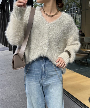 【WEB限定】フェザー×ラメニットカーディガン