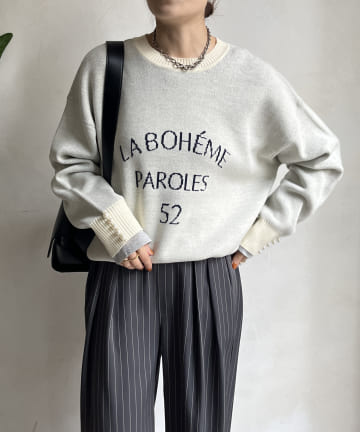 【WEB限定】 2WAY袖パールロゴニットトップス