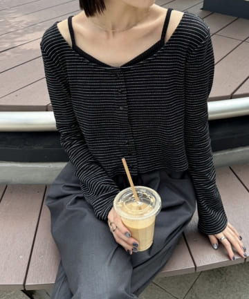 【2点セットアイテム】キャミレイヤードカーデSET