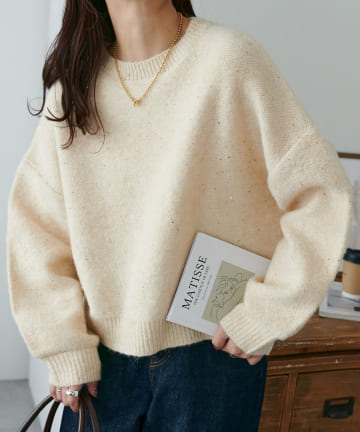 【WEB限定】スパンコールショートプルオーバー