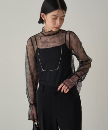 【Atelier N5/アトリエヌメロサンク】レースハイネックブラウス