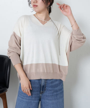 配色ワイドプルオーバー