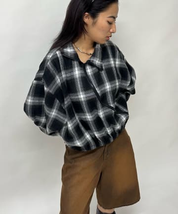 ウェーブチェックブルゾン