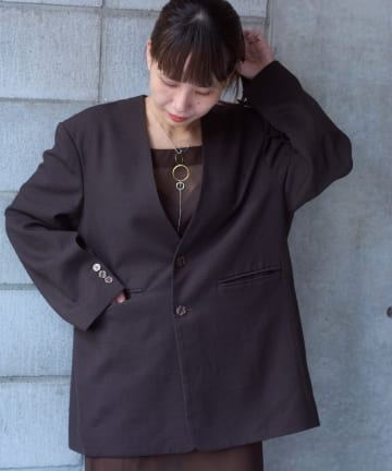 Pasterip(パセリ) Wool collarless dad jacket