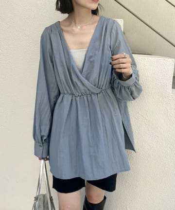 【前後両前◎】カシュクール2WAYブラウス