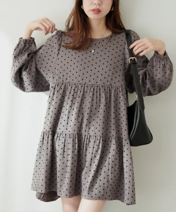 natural couture(ナチュラルクチュール) 【WEB限定】フロッキードットティアードチュニック