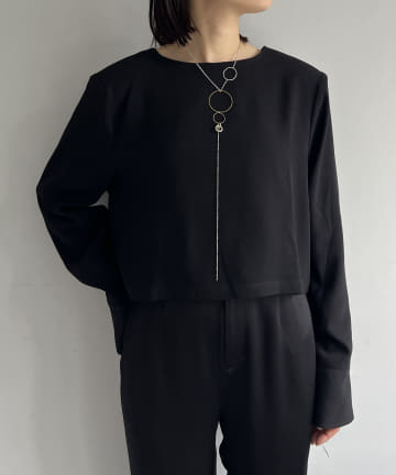 Acetate power shoulder top