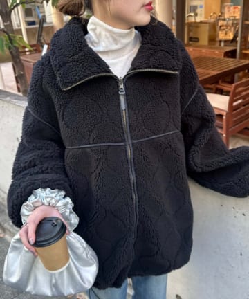 OUTLET(アウトレット) 【CIAOPANIC TYPY】【リバーシブル】ボア配色パイピングブルゾン