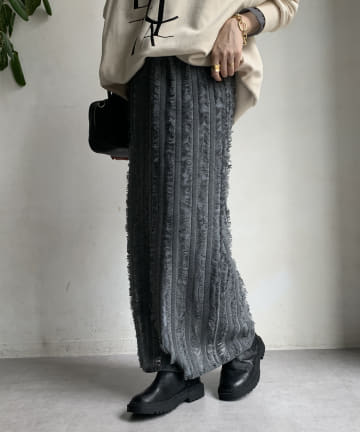 【WEB限定】フリンジシアーストライプスカート