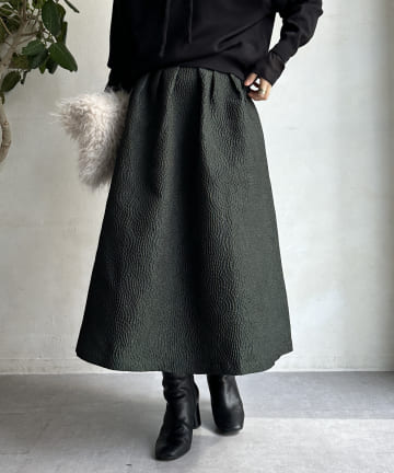 DOUDOU(ドゥドゥ) 【WEB限定】フクレジャガードフレアスアカート