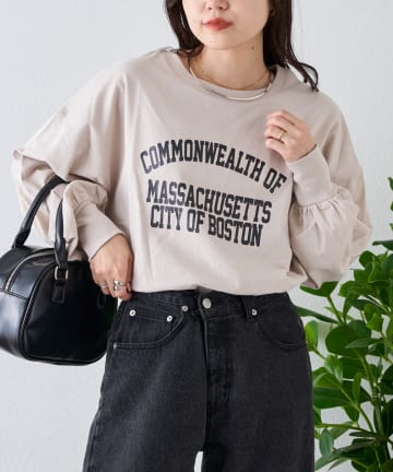 CIAOPANIC TYPY(チャオパニックティピー) USAコットンプリント袖ボリュームスリーブロゴロンTee