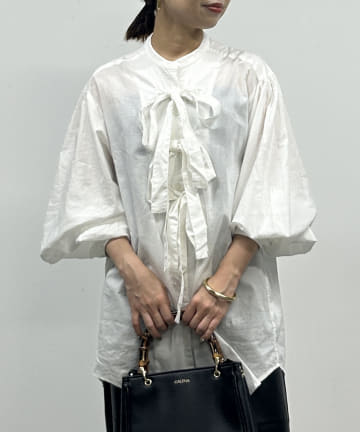 【crinkle crinkle crinkle】リボンタックブラウス