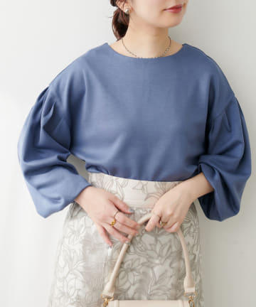 natural couture(ナチュラルクチュール) 【WEB限定】パール付きバルーンスリーブTOPS