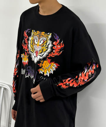 CIAOPANIC(チャオパニック) 【SHIDEN/紫電】L/S CREW NECK TEE - TIGER