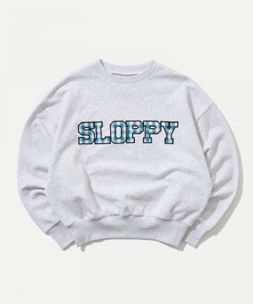 【SLOPPY/スロッピー】チェック刺繍ロゴ裏毛クルー