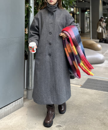 【定番アイテム/２サイズ展開】エコウールロングコート