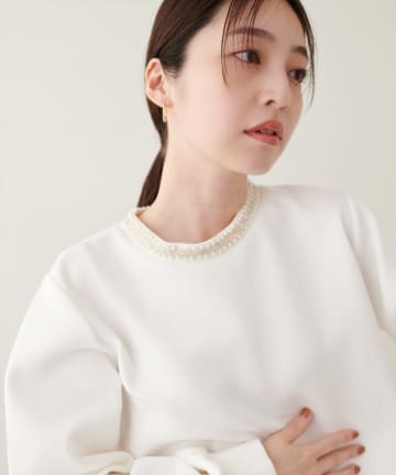 natural couture(ナチュラルクチュール) 【WEB限定】衿刺繍ダンボールTOPS