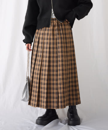 CIAOPANIC TYPY(チャオパニックティピー) 【新色登場!】すっきり見えチェックプリーツイージースカート