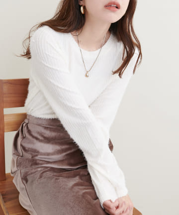 【Web限定】フェザーストライプカットトップス