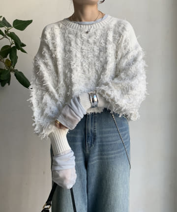 【WEB限定】フリンジクルーネックプルオーバー