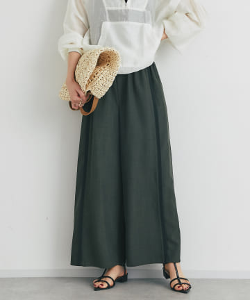 un dix cors(アンディコール) 麻調ニット切替ストレートパンツ
