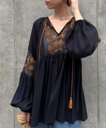 CIAOPANIC TYPY(チャオパニックティピー) 【WEB限定】【india】フラワー刺繍ブラウス