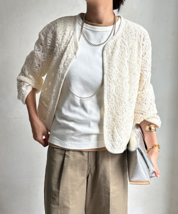 OUTLET(アウトレット) 【DouDou】レースノーカラージャケット