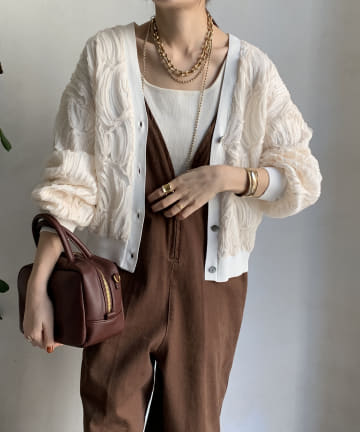 【WEB限定】Vネック刺繍レースカーディガン