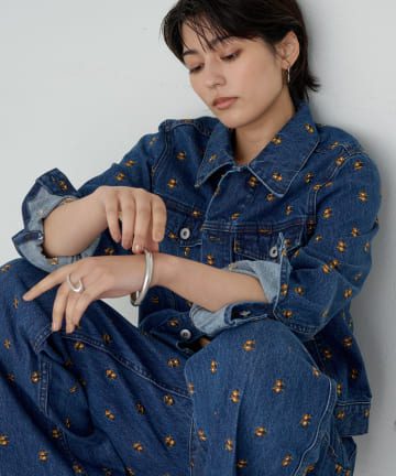 OUTLET(アウトレット) 【Loungedress】花柄刺繍デニムジャケット