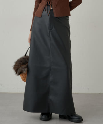 OUTLET(アウトレット) 【Loungedress】フェイクレザーマキシスカート