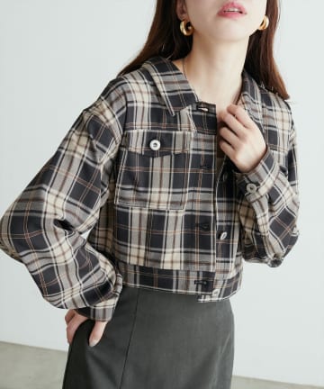 NICE CLAUP / OLIVE des OLIVE OUTLET(ナイスクラップ  / オリーブ デ オリーブ アウトレット) 【natural couture】デニム風ショート丈ブルゾン
