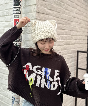 w closet(ダブルクローゼット) 【3色展開】キャットニット帽