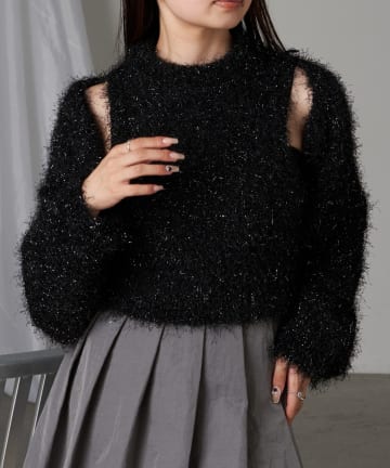 OUTLET(アウトレット) 【RAY CASSIN】ラメハイネックニットタンク