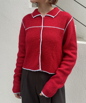 OUTLET(アウトレット) 【w closet】配色パイピングニットカーディガン