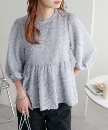 DISCOAT(ディスコート) 【WEB限定】ペプラムフリンジブラウス