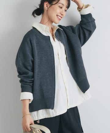 un dix cors(アンディコール) 《新色追加・オンオフ着回せる》スウェットライクニットカーディガン