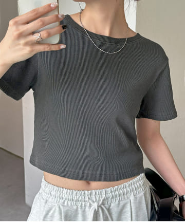 DISCOAT(ディスコート) 【umm.】リブピグメントミニTシャツ