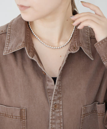 《スターリングシルバー使用》ナバホパール6×40ネックレス
