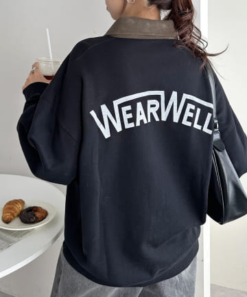 【ユニセックス】WEARWELL衿PUハーフジップスウェット