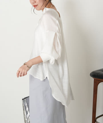 Jena　espace merveilleux(ジェナ　エスパスメルヴェイユ) 袖リブリネンライクシャツ