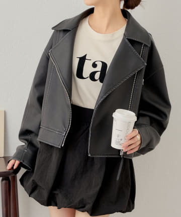 OUTLET(アウトレット) 【Chico】ルーズライダースジャケット